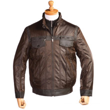 Widely leather bomber jacket man jacket with 2 flip pockets